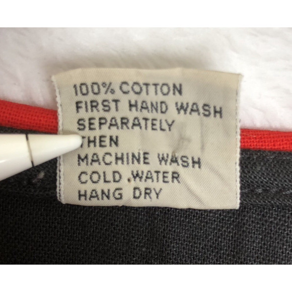 VTG NAYA 1980s Drop Waist Midi Dress Sz S Black Red 100% Cotton Button Pockets - Picture 4 of 12